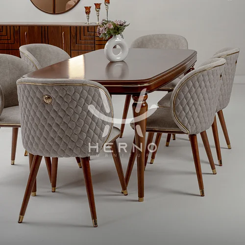 میز غذاخوری 6 نفره فلورانس (شرکت هرواک)-گردویی