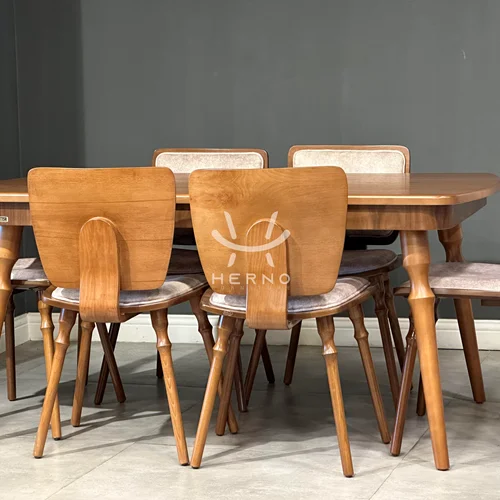 میز غذاخوری6نفره مدوس( شرکت رئال )-گردویی