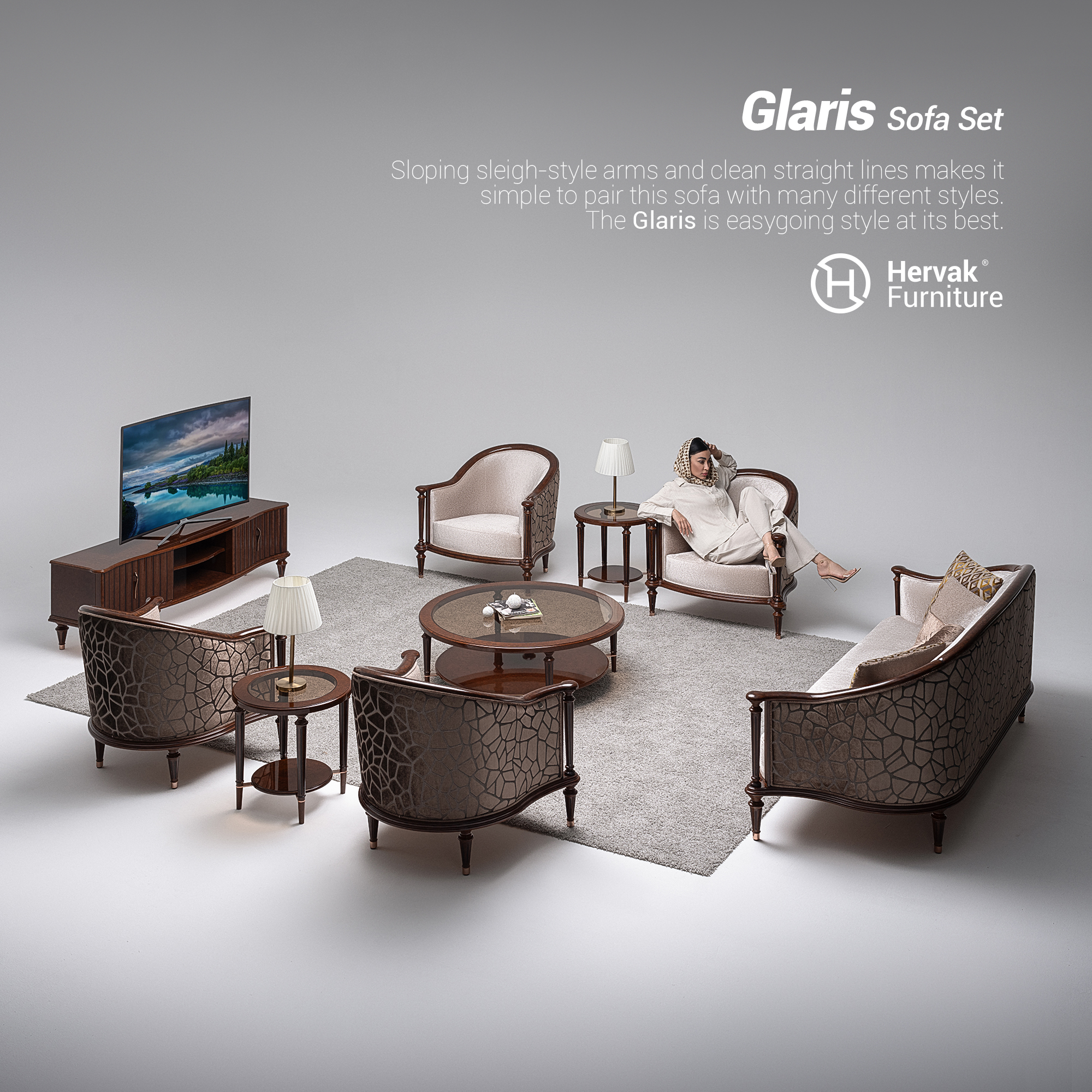 مبل7نفره گلاریس(شرکت هرواک)-گردویی براق