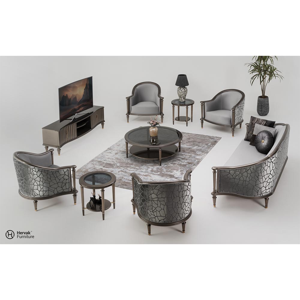 مبل 7 نفره گلاریس(شرکت هرواک)-سربی